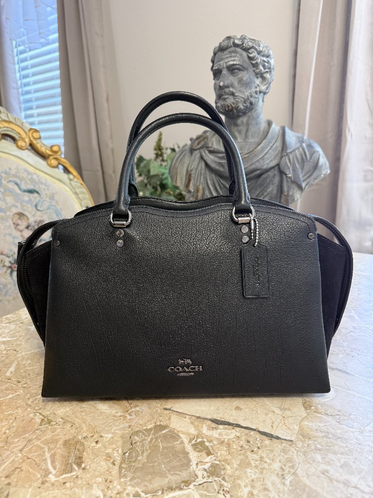 Coach Drew Black Pebbled Leather Tote With Top Handles